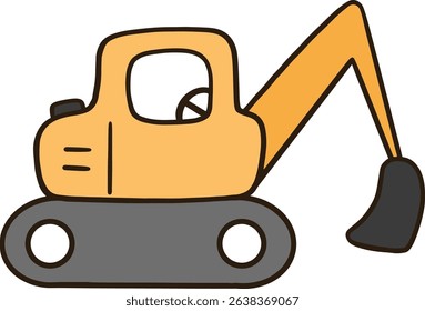 Excavator cartoon on transparent background