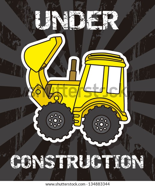 excavator cartoon over black background.\
vector illustration