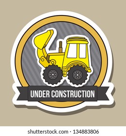 excavator cartoon over brown background. vector illustration