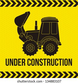 excavator cartoon over yellow background. vector illustration
