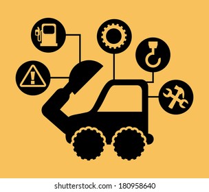 excavator cartoon over yellow background. vector illustration