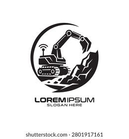 Excavator Circular logo showcases a heavy machinery concept featuring a construction vehicle framed within a bold circular border, designed with a rugged and industrious aesthetic perfect for engineering firms, building contractors, or land development companies aiming for a strong, reliable, and authoritative visual presence in the industry.