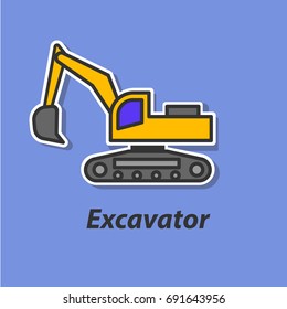 Excavator color flat icon.