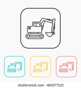 excavator color icon set 