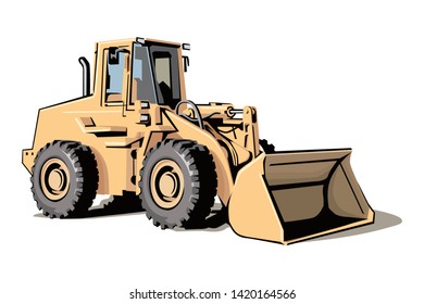 excavator colorful industrial vector illustration