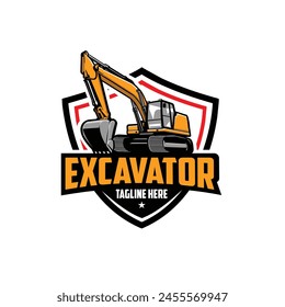 Excavator company badge logo vector isolated. Raady made logo template set. Best for excavating and construction related industry