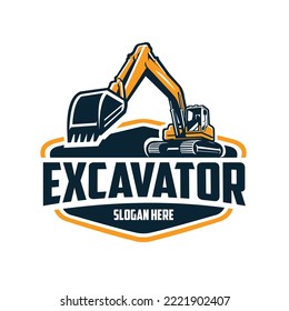 Excavator Company Emblem Logo Template Set Vector Isolated