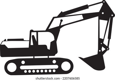 Excavator Constrictions car isolated vector Silhouettes