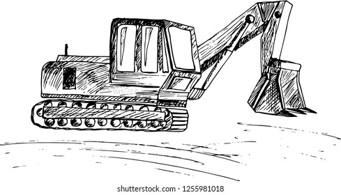 Excavator. Construction equipment. Vector illustration.
