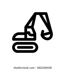 excavator (Construction) icon outline vector. isolated on white background