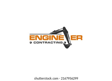 Excavator construction logo design, excavator logo element heavy equipment work. transportation vehicle mining.