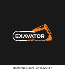 Excavator construction logo design, excavator logo element heavy equipment work. transportation vehicle mining.