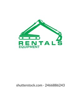 Baulogo Design des Baggers, Logo Element des Baggers Schwermaschinenarbeit. Transportfahrzeug-Bergbau.