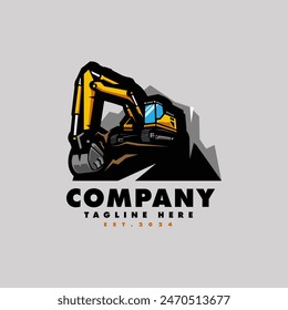 Excavator construction logo design, excavator logo element heavy equipment work