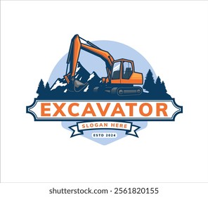 excavator construction logo template design