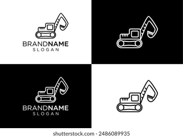 Excavator construction logo vector design, heavy equipment work excavator logo element.