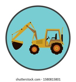 excavator construction machine vehicle icon vector illustration design
