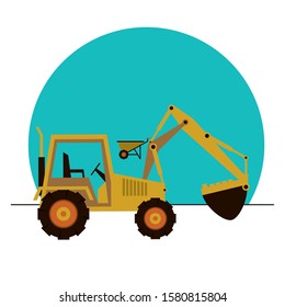 excavator construction machine vehicle icon vector illustration design