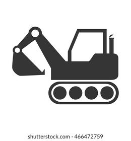 excavator construction machinery build industry truck vector graphic isolated and flat illustration
