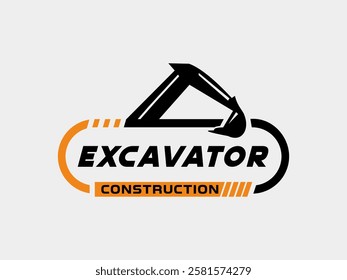 Excavator construction typography logo design