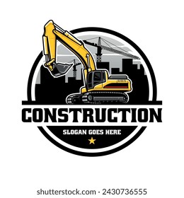 excavator, construction vehicle illustration logo vector