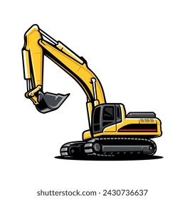 excavadora, vector de ilustración de vehículo de construcción