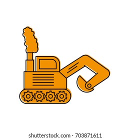 excavator construction vehicle isolated icon