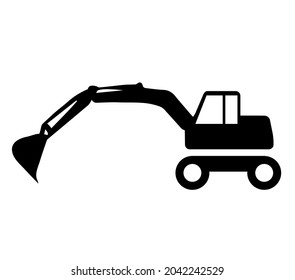 Excavator. Construction vehicle tipper truck  Transport at the construction site. Silhouette
