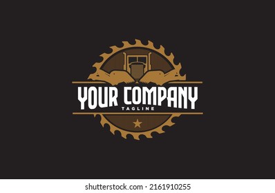 EXCAVATOR AND CONTAINER TRUCK LOGO VINTAGE