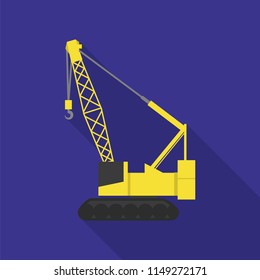 Excavator crane icon. Flat illustration of excavator crane vector icon for web design