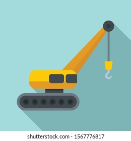 Excavator crane icon. Flat illustration of excavator crane vector icon for web design