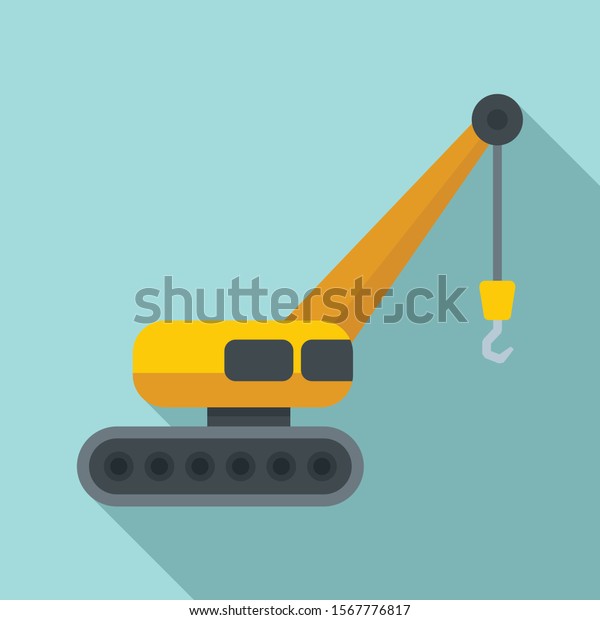 Excavator crane icon. Flat illustration of\
excavator crane vector icon for web\
design