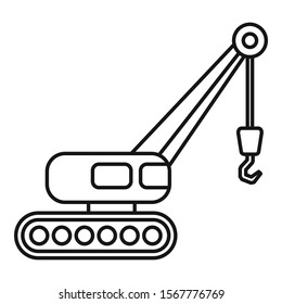 Excavator crane icon. Outline excavator crane vector icon for web design isolated on white background