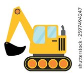 Excavator Crane Vector | Heavy Construction Digger | Earthmoving Machine Illustration