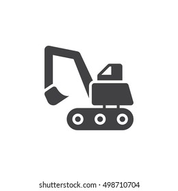 Excavator, crawler digger icon vector, filled flat sign, solid pictogram isolated on white, logo illustration