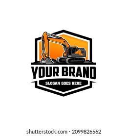 excavator, demolition and land clearing machine logo vector