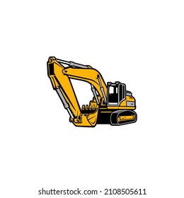 excavator, demolition and land clearing machine vector	