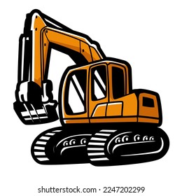 excavator, demolition and land clearing machine vector