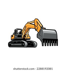 excavator, demolition and land clearing machine vector