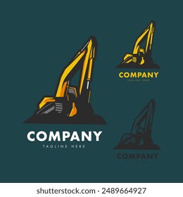 Excavator design logo for construction company and heavy equipment rental
