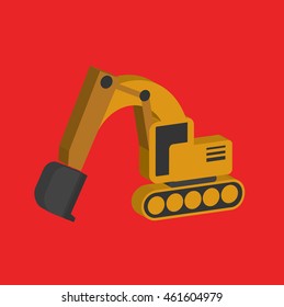 Excavator design on red background,vector