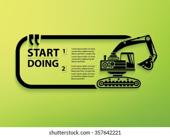 Excavator Design and text box,vector