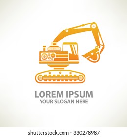 Excavator design,logo template,clean vector