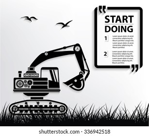 Excavator design,Your text on clean background,vector