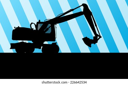 Excavator digger in action vector background concept