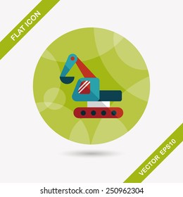 Excavator digger flat icon with long shadow,eps 10