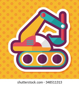 Excavator digger flat icon with long shadow,eps 10