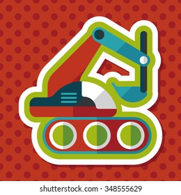 Excavator digger flat icon with long shadow,eps 10