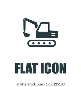 Icono del excavador Icono de la excavadora Ilustración del vector plano