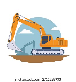 Escavadora escavação solo Construção de equipamentos pesados ilustração
